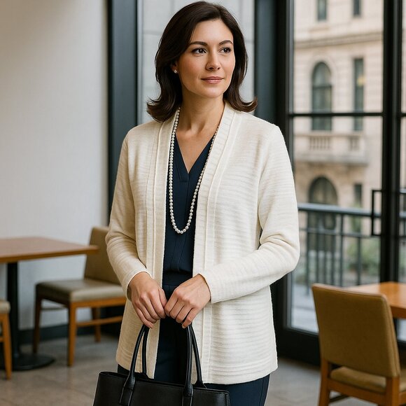 🕊️ Jones New York Collection Woman Open Knit Cardigan – 0X - Picture 2 of 11